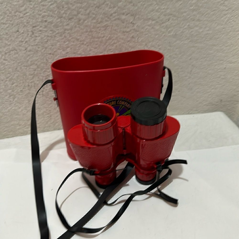 The Nature Company Red Binoculars Kids for Nature Science Birds & Case Italy G5